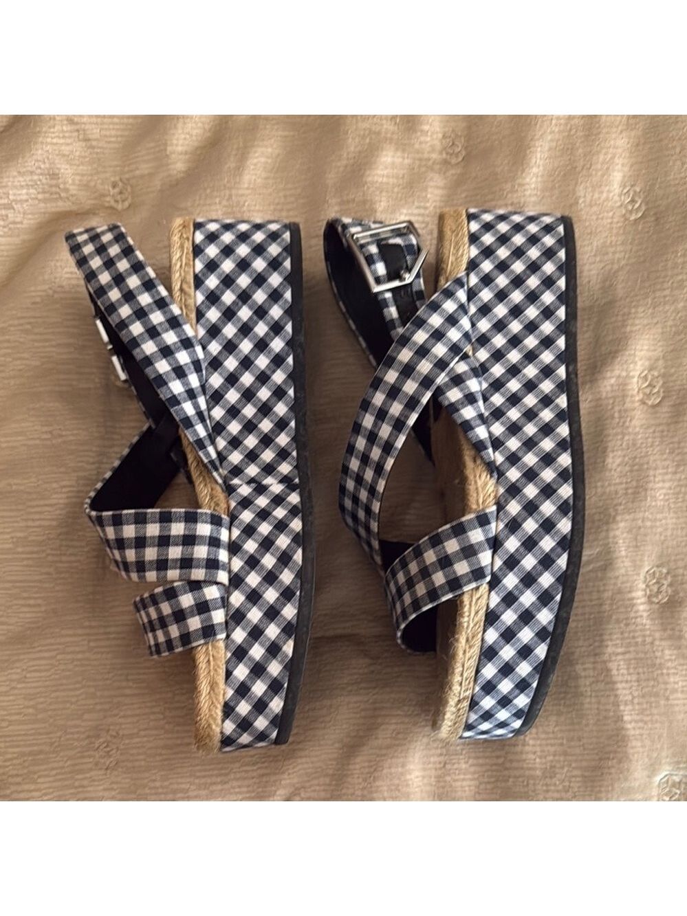 Rag & Bone Gingham Espadrille Platform Sandals - Picture 4 of 11